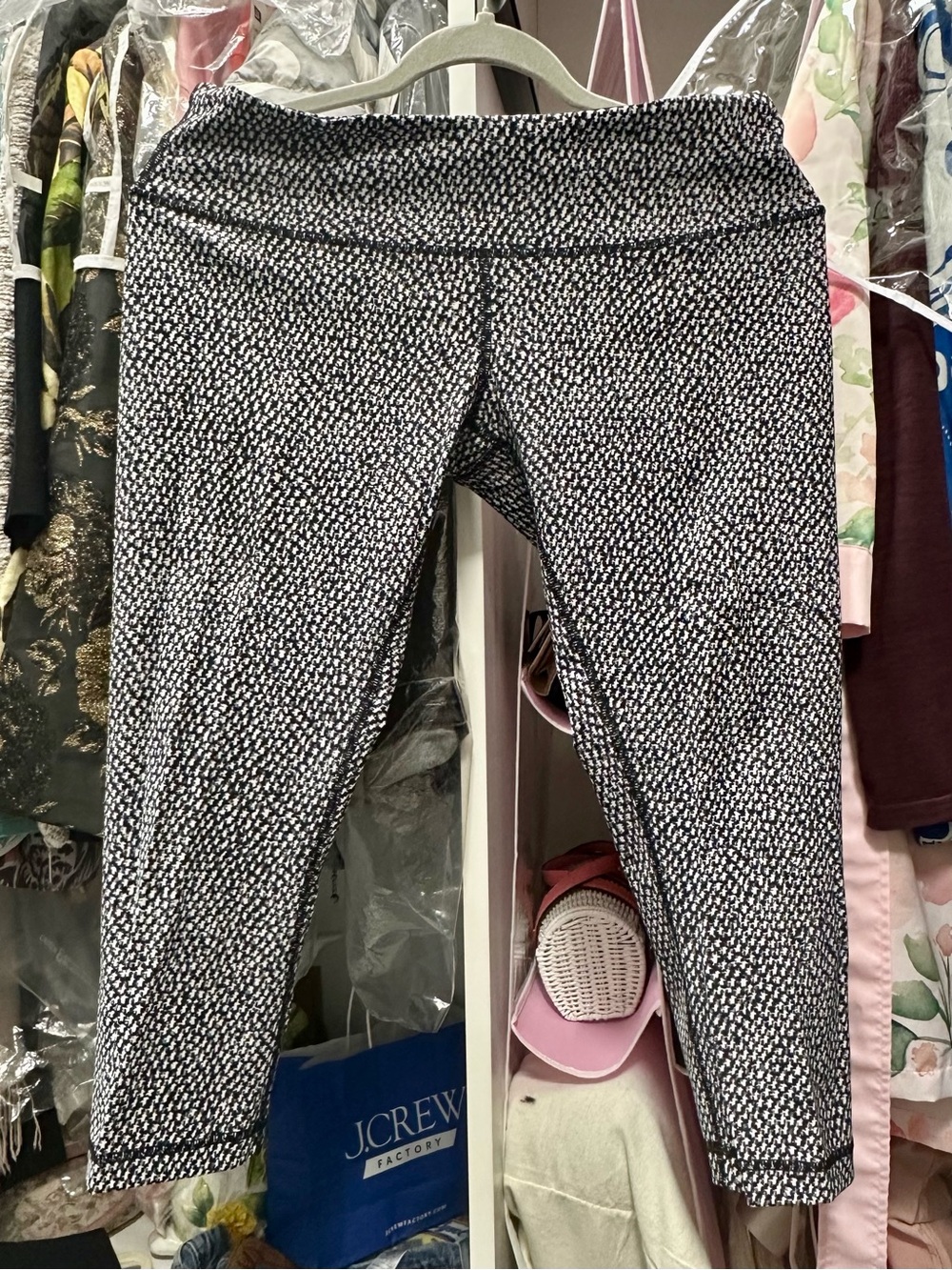 ATHLETA Black, Blue & White Patterned Ponte Leggings